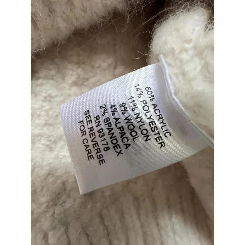Truth by Republic Cable Knit Sweater Cream Wool Alpaca‎ Blend Oversized M